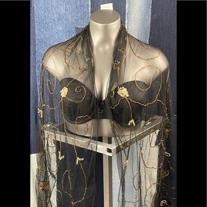 Beautifully made!!!!Sheer Shawl w/Beaded Detail NWT